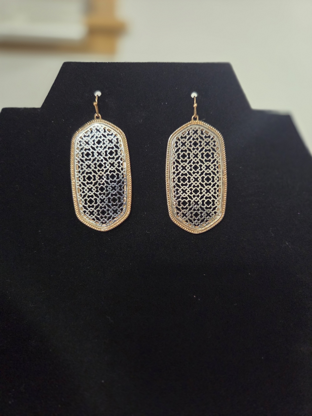 Gold Filigree Drop Earrings with Lattice Detail - Women Jewelry
